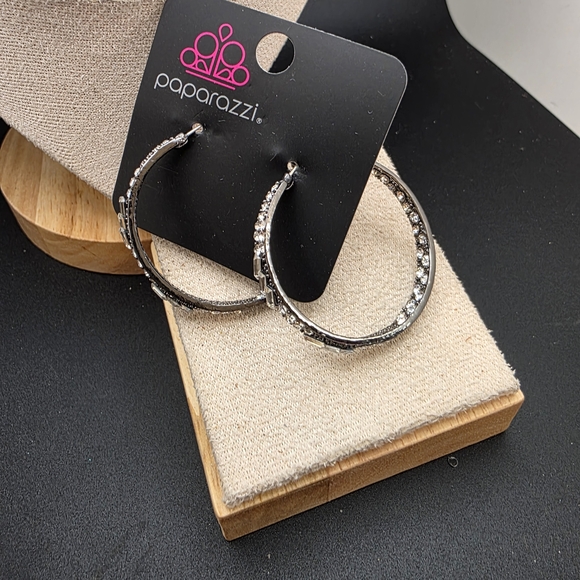 Paparazzi Dazzling Silver Crystal Earrings (166) - Picture 2 of 2